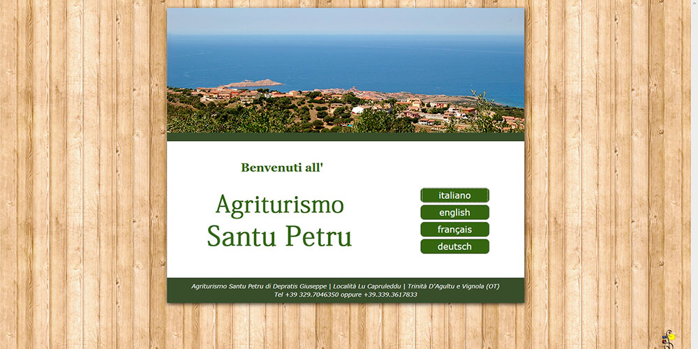 Titelseite der Website des Agriturismo Santu Petru