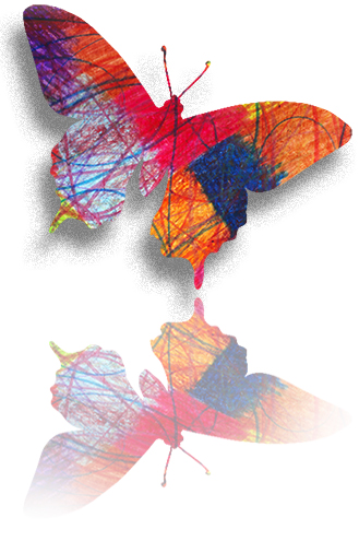 Aufwändig gestalteter bunter Schmetterling als Beispielgrafik